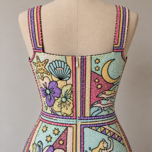 <b>Beaded</b> Cartoon Pattern Panelled Evening Gown Sleeveless Mini Square Neck Bodycon Natural <b>Waist</b> Tummy Control Party Dress for - Product Image 5