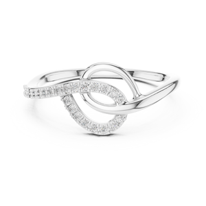 Anillo de Diamantes Cultivados en Laboratorio con Diseño de Pétalos Entrelazados, Oro Blanco de 18 Quilates, Chapado en Rodio, Certificado, para Compromiso, Boda, San Valentín, Uso Diario - Product Image 1