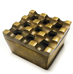 <b>Vintage</b> round brass hinged <b>ashtray</b> featuring a flip-top lid with a rest, available at wholesale prices. - Product Image 5