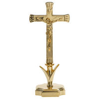 Crucifix Artisanal Moderne en Laiton Plaqué Argent, Motif des Quatre Évangéliques, Écologique et Durable, Fabrication Artisanale