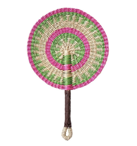 Abanico de mano artesanal de hierba marina de Vietnam, material natural tejido, herramienta refrescante, decorativo, rústico, artículo de regalo para bodas y fiestas - Product Image 1