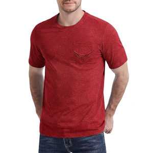 Men's Green Cotton <b>T</b>-<b>Shirt</b> <b>With</b> Embossed Logo <b>Pocket</b> Regular Fit Casual Short Sleeve O-Neck Jersey Knitted Breathable - Product Image 4