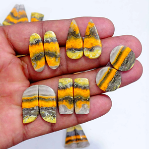 Par de Cabujones de Jaspe Abejorro Natural al por Mayor, Pares a Juego de Piedras Sueltas de Abejorro para Fabricación de Joyas y Pendientes - Product Image 2