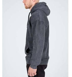 เสื้อฮู้ดดี้ฟลีซหนานุ่มสำหรับผู้ชาย ล้างสีแบบวินเทจ สีซีดจาง ทรงโอเวอร์ไซส์ ไม่มีเชือกผูก ผลิตจากผ้าฝ้าย ล้างสีแบบวินเทจ - Product Image 5