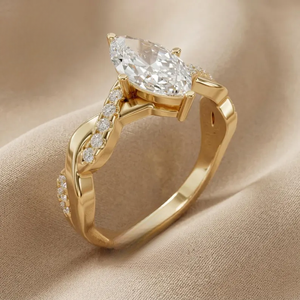 Anillo de Compromiso con Diamante Corte Marquesa para Mujer, Anillo de Diamante para Fiesta, Anillo de Diamante de Oro Amarillo Cultivado en Laboratorio para Venta de Exportación - Product Image 4