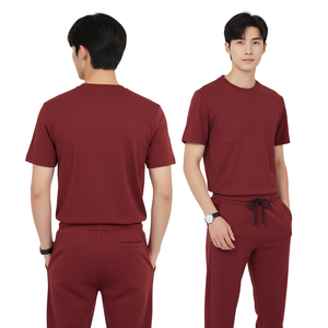 Ensemble d'uniformes médicaux unisexes confortables en Spandex/Coton, haut à manches courtes et pantalon jogger, coupe moderne, tenue de travail hospitalière OEM - Product Image 1