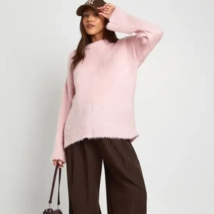 Women High Quality Elegant <b>Thick</b> Knitted Long Sleeve Pullover Sweater Contrast Color Turtleneck Loose Warm in every Size Winter - Product Image 1