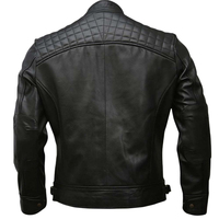 Veste de motard en cuir véritable pour homme, noire, vintage, effet vieilli, en promotion