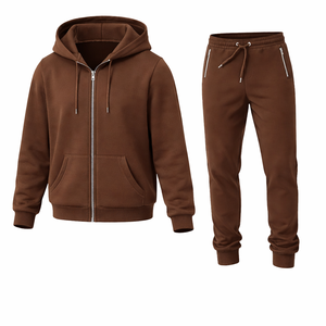 Men's Sports Tracksuit <b>Brown</b> Hoodie <b>Jogger</b> Pants Set Gym Workout Fitness Training Suit Custom Logo OEM Wholesale - Product Image 1