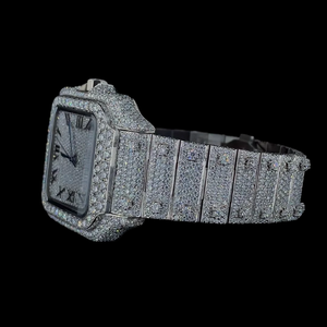 Reloj de Cuarzo con Diamantes Moissanite 2026, Superventas, Números Romanos Negros, Totalmente Cubierto de Diamantes, Estilo Hip Hop, Reloj de Moda para Hombre - Product Image 2