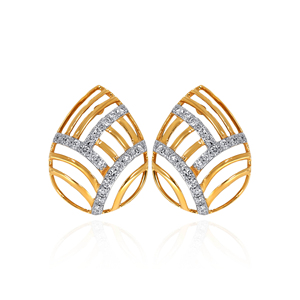 Pendientes de Diamantes de Oro Amarillo de Lujo Radiant Curve, Corte Brillante Redondo, para Mujer, Chapados en Oro de 18K, Color G, Diamantes Cultivados en Laboratorio - Product Image 1