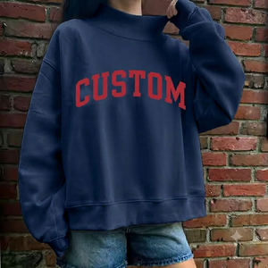 Sudadera Personalizada con Estampado de Letras, Cuello Redondo, para Mujer, 100% Algodón Tejido, Estilo Casual Otoñal, con Diseño de Logotipo Frontal - Product Image 1