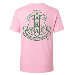 Camiseta AKA World Famous Crest para mujer, camisa rosa de manga corta, ropa de hermandad AKA, diseño de letras griegas con hojas de hiedra - Product Image 6