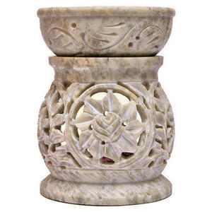 Round Shape Bowl Type Natural Pure Soapstone Aroma Oil Burner With Hand Curved Design For Home Decoration - Product Image 3