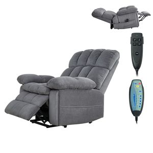 Fauteuil inclinable électrique à double moteur avec fonction de massage et de chauffage, fauteuil inclinable en tissu surdimensionné pour personnes âgées, réglage infini des positions - Product Image 1