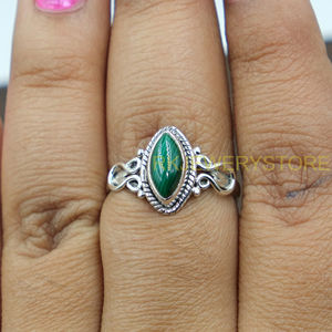 Bague en malachite, bague en argent Sterling 925, bague en pierre verte, bague de promesse pour femmes, bague de fiançailles, bijoux en malachite, cadeau de noël - Product Image 3