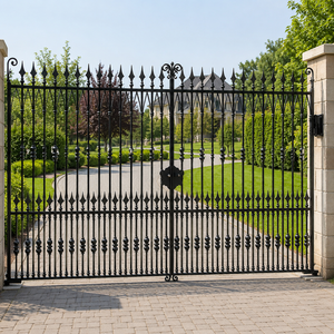 Portail d'entrée en fer forgé noir avec pointe en forme de lance, portail décoratif en métal pour villa, jardin, sécurité, design de porte - Product Image 5