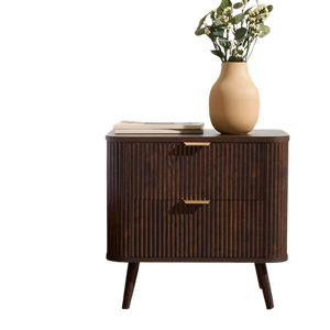 Miereta Accent Nightstand Made of Mahogany Wood <b>with</b> Two <b>Drawers</b> Modern Design Apartment-Friendly Bedroom Furniture - Product Image 3