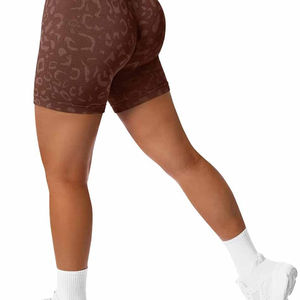 Women's High <b>Waist</b> Leopard Print Knitted Shorts Breathable Sporty Fit <b>Elastic</b> <b>Waist</b> Spandex Polyester Material - Product Image 6