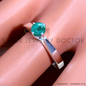 925 Sterling <b>Silver</b> Marquise Cut Prong Setting Green <b>Emerald</b> Minimalist <b>Ring</b> Luxury Party Wear Premium Quality <b>Ring</b> For Women - Product Image 2