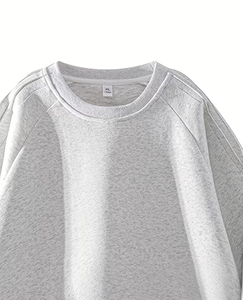 <b>Men's</b> Crew Neck Fleece Knitted <b>Pullover</b> Solid Color Casual Sweatshirt Oversized Fit Winter Wear Polyester Breathable Front Logo - Product Image 4