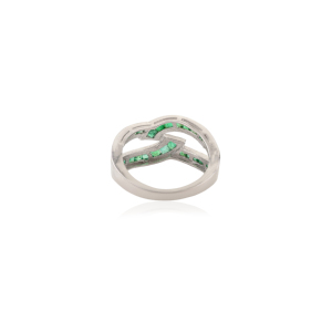 Luxury S925 Sterling <b>Silver</b> Princess Cut <b>Emerald</b> <b>Ring</b> for Women Interlocking Criss Cross Band Channel Set May Birthstone Gift - Product Image 6