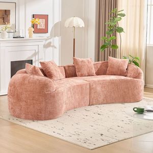 Divano Curvo Rosa Comprimibile, Stile Nordico Creativo, Morbido e Confortevole per Diverse Scenari nel Soggiorno - Product Image 4