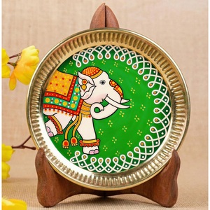 Décoratif rond en métal fait main, motif coq jaune peint à la main, style traditionnel chinois, œuvre d'art artisanale pour la maison - Product Image 3