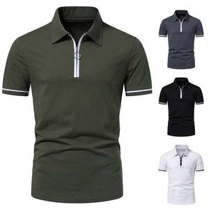 Polo à col zippé pour homme, rose, confortable, 100% coton, pour un usage décontracté, manches courtes, grandes tailles - Product Image 1