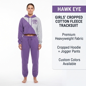 Conjunto Deportivo para Mujer Hawk Eye, Sudadera Corta y Pantalones Jogger, Diseño Color Block, Felpa de Algodón - Product Image 1
