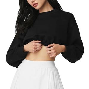 Sudadera Corta con Capucha 100% Algodón para Mujer, Manga Larga, Ecológica, Transpirable, para Invierno, Running, Yoga - Product Image 1