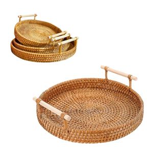 Handwoven RATTAN <b>TRAY</b> FRUIT STORAGE BASKET with Handles Gift, Serving & Home Decor Handmade Decorative Home <b>Tray</b> - Product Image 1