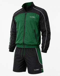 Conjunto Deportivo Informal para Hombre FLY HUMBLE SPORTS, Color Negro y Rojo, Transpirable, de Secado Rápido, Tejido de Felpa, 100% Seda, para Verano - Product Image 5