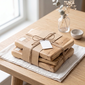 Planche à découper carrée en bois dur naturel 15,7x14,7cm, logo personnalisé, vente en gros - Product Image 5