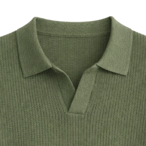Polo en maille côtelée ondulée pour homme, manches courtes, coton premium, texture côtelée, coupe ajustée, décontracté et élégant, idéal pour l'été, vente en gros - Product Image 2