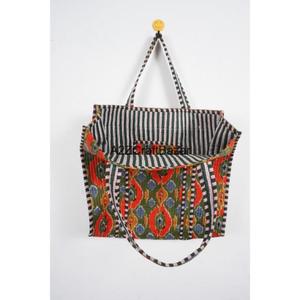 กระเป๋าโท้ทชายหาดลายทางผ้าฝ้ายควิลท์สไตล์โบโฮทำมือ ขนาดใหญ่ พร้อมหูหิ้วยาวสำหรับผู้หญิง ใช้สะพายไหล่สำหรับช้อปปิ้งในชีวิตประจำวันและงานแสดงสินค้า - Product Image 6