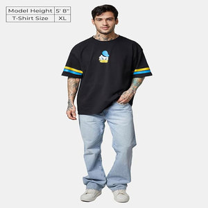 Camiseta de Hombre de Algodón Puro Lavado de Alta Calidad, Versión Retro Ancha con Mangas Caídas y Cuello Redondo, Top de Manga Corta - Product Image 1