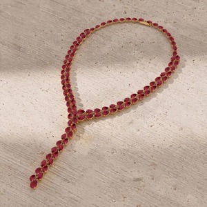 Collar de tenis con rubí, joyería con piedra de nacimiento de corte pera, collar de oro rosa, plata de ley o vermeil de oro para mujer - Product Image 5