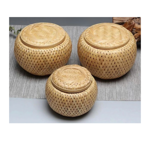 <b>Storage</b> Flower Pot Tea Canister Gift <b>Box</b> Vietnam Low Price Handwoven Bamboo <b>Mini</b> Basket Lid Biodegradable Eco Friendly - Product Image 3