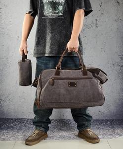 Waterproof Leather <b>Canvas</b> Travel Duffel Bag Heavy Duty Vintage Gym Duffle Bag Men's Overnight <b>Holdall</b> LCDB-0010B - Product Image 2