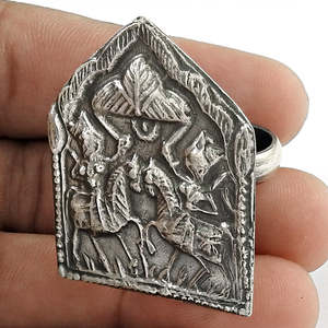 Vintage Style Antique Tribal Ethnic <b>Ring</b> Comes With Old Hindu God Or Goddess Template Handmade Bohemian Jewelry In 925 <b>Silver</b> - Product Image 1