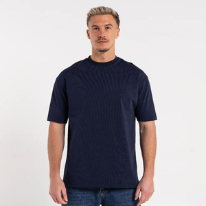 Camisetas Lisas Azul Marino Personalizadas al por Mayor de Alta Calidad para Hombre, Camisetas Unisex de Corte Holgado, Camisetas con Logotipo Personalizado - Product Image 1