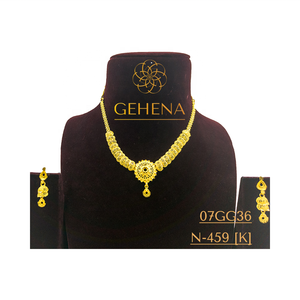 Diseñador 24K chapado en oro 5 gramos Collar corto conjunto pendiente anillo elegante moda mujer Sexy joyería elegante para boda - Product Image 1