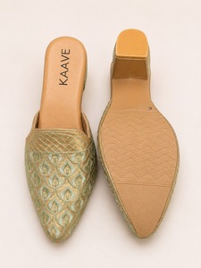 Women Embroidered Slip On Mules Pointed <b>Toe</b> Flat Shoes Summer Dress Shoes - Product Image 2