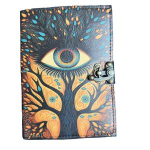 Diario de hechizos vintage hecho a mano, Grimorio de cuero genuino con borde deshilachado, estilo clásico con ojo turco para hombres y mujeres - Product Image 4