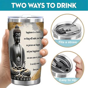 Double Wall Stainless Steel Tumbler 20oz Vacuum <b>Insulated</b> Custom Buddha Design Travel <b>Mug</b> - Product Image 5