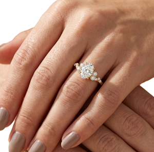 Wholesale Oval Lab Grown Diamond 14K Solid Gold Moissanite Diamond Engagement Ring Side Stone Vintage Cluster Dainty <b>Bridal</b> Ring - Product Image 6