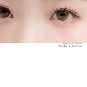FINELENSKOREA BLISS PURE BROWN คอนแทคเลนส์สีน้ำตาลแบบรายเดือน สีน้ำตาลอ่อน สำหรับแต่งหน้า ใช้ได้ทุกวัน แต่งตาให้สวย 0.00~-8.00 ค่าสายตา - Product Image 2