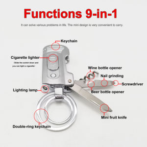 Dericsson Key Chain <b>Lighter</b> 9 in 1 Multifunction Wine Bottle Opener Keychain <b>Lighter</b> Rechargeable USB <b>Lighter</b> Knife <b>Lighter</b> - Product Image 2