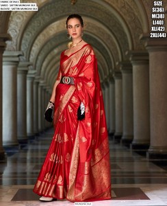 Neelambara Temple Embroidered <b>Saree</b> with Blouse-Traditional Party Wear Wrinkle Free & Moisture Wicking - Product Image 4